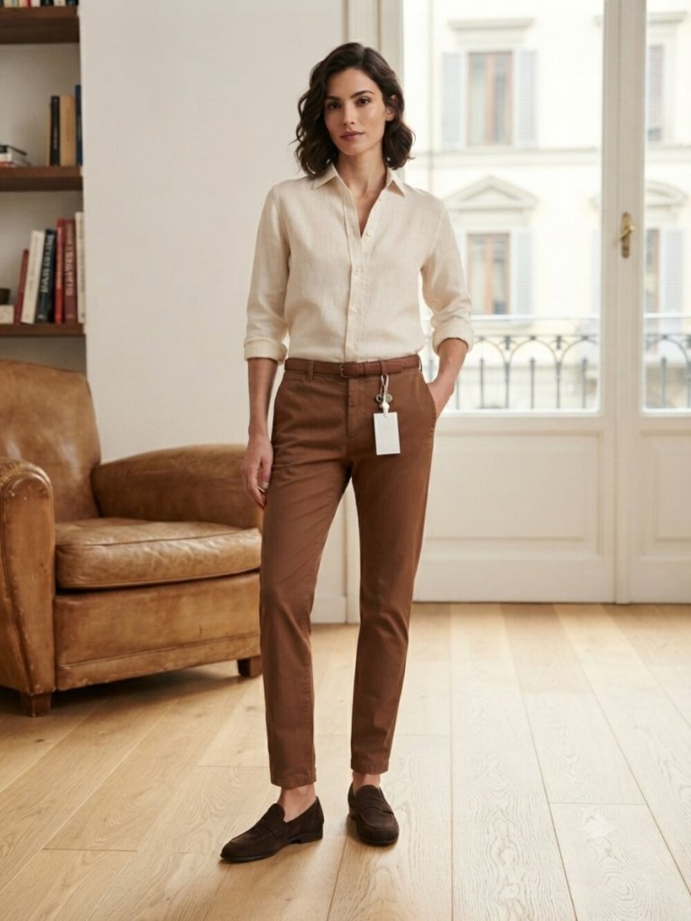 NWT Merci Italia Brown Quite Luxury Chino Trousers EUR 40 Made In Italy Pants